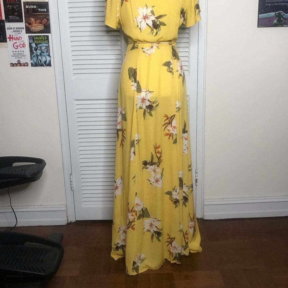 Heart of Marigold Yellow Tropical Wrap Maxi Dress - Picture 8 of 8